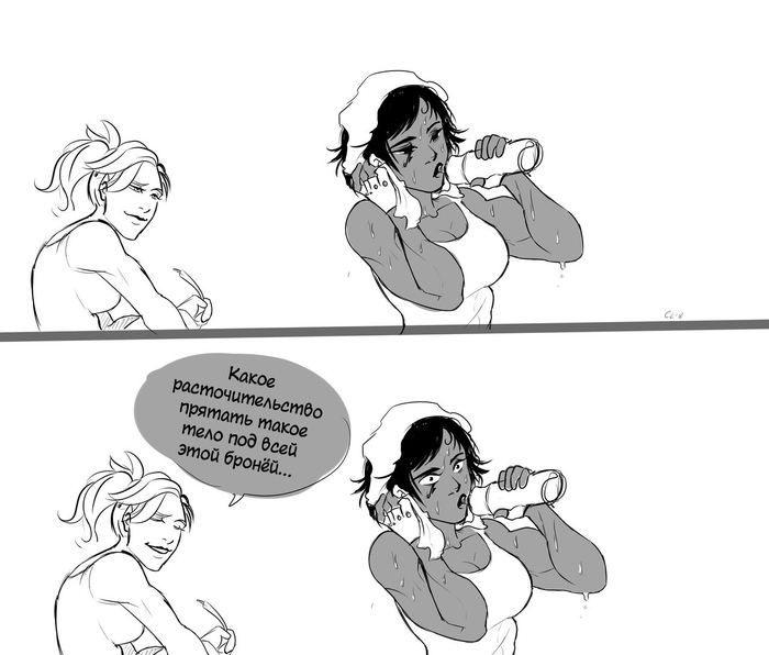 And then Farrah forgot how to drink - Comics, , Mercy, Pharah, Lucio, LGBT, Overwatch