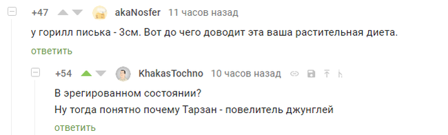 Секрет успеха - Юмор, Комментарии, Тарзан, Горилла, Комментарии на Пикабу, Скриншот