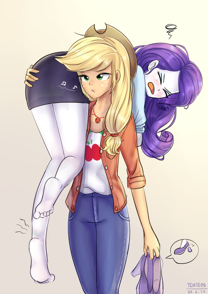 How to carrying your girl - My little pony, Equestria girls, Applejack, Rarity, Looknamtcn