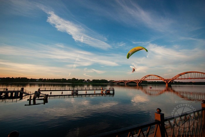 Paragliding over the Volga - River, Volga, Rybinsk, beauty, Russia, Paragliding, , Flight, Volga river