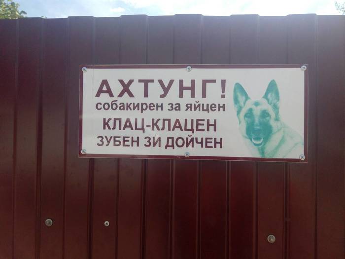 I studied English at school, I need a translator! - My, Be aware of dogs, Warning, Табличка, German