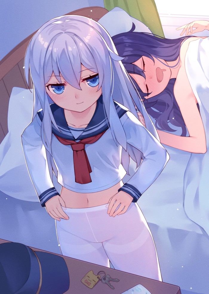 Akatsuki & Hibiki - NSFW, Kantai collection, Akatsuki, Hibiki, Yuri, Tights, Anime art, Anime