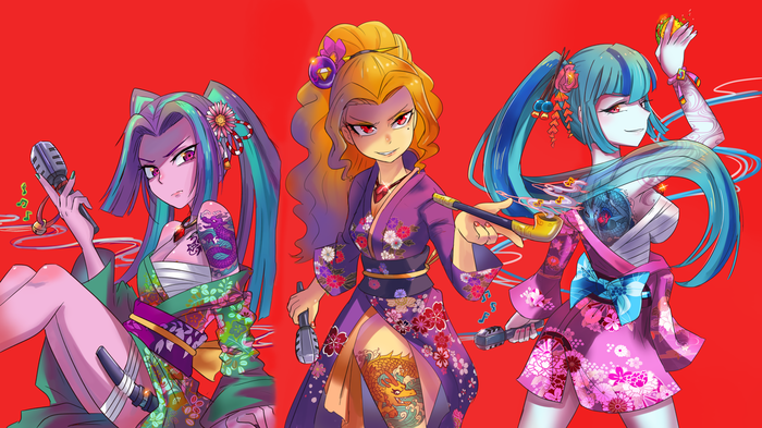 Japanese Girls , My Little Pony, Equestria Girls, Aria Blaze, Adagio Dazzle, Sonata Dusk, , Chickhawk96