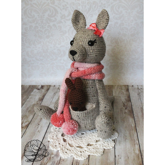 Kangaroo toy. - Needlework without process, Soft toy, Needlework, Crochet, My, Longpost, Kangaroo