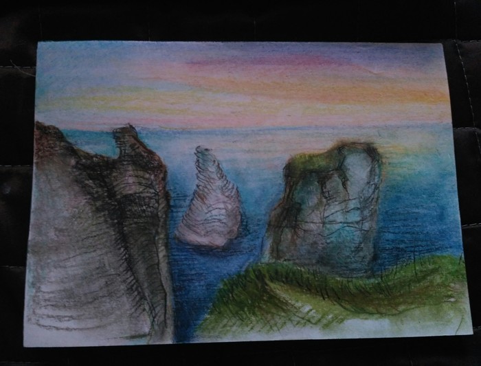 And again strange landscapes with strange undertech - My, Art, Pastel, Drawing, Landscape