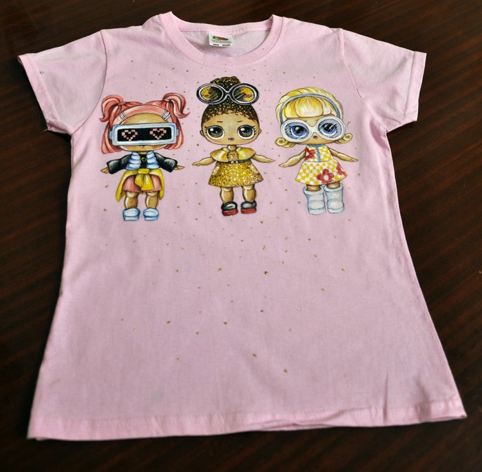 LOLs on a T-shirt - My, T-shirt, T-shirt printing, Painting on fabric, Lol, Doll, For girls, Fashion, Style, Longpost