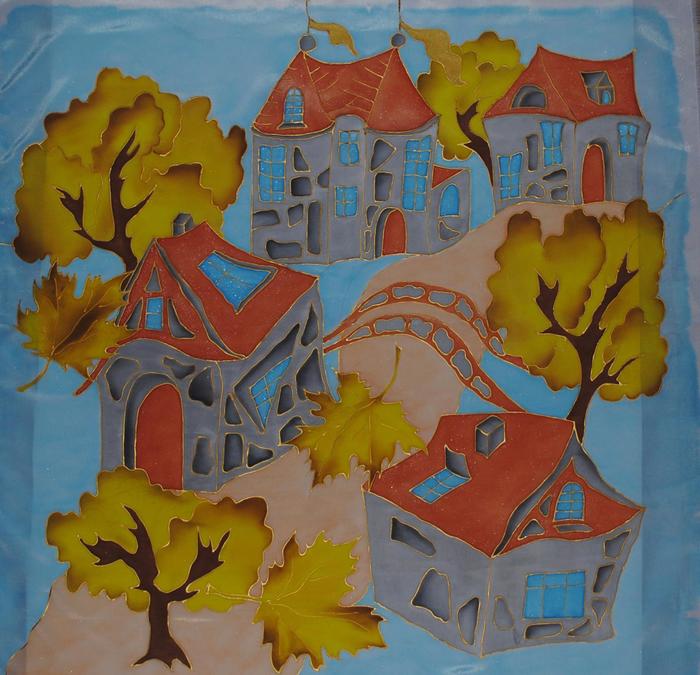 Batik.Houses. - My, Batik, House, Autumn, Needlework without process