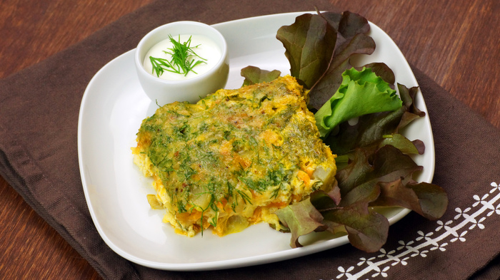 Zucchini FRITTATA. Italian breakfast. - My, Food, Recipe, Cooking, With grandfather at lunch, Frittata, Video, Longpost