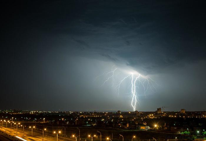 Thunderstorm over the city - Thunderstorm, My, Naberezhnye Chelny, Lightning