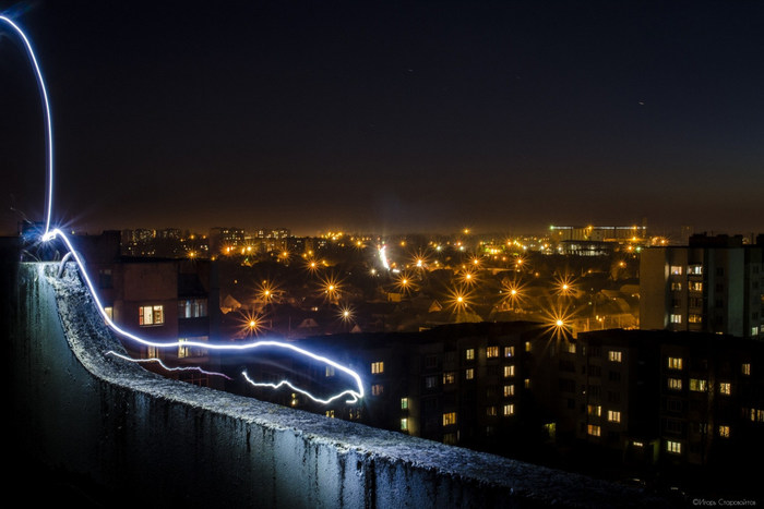 On the roof of the house, his.. - My, Roof, Horizon, Town, Bobruisk, Night, Sockets, Nikon, Republic of Belarus, Panel house