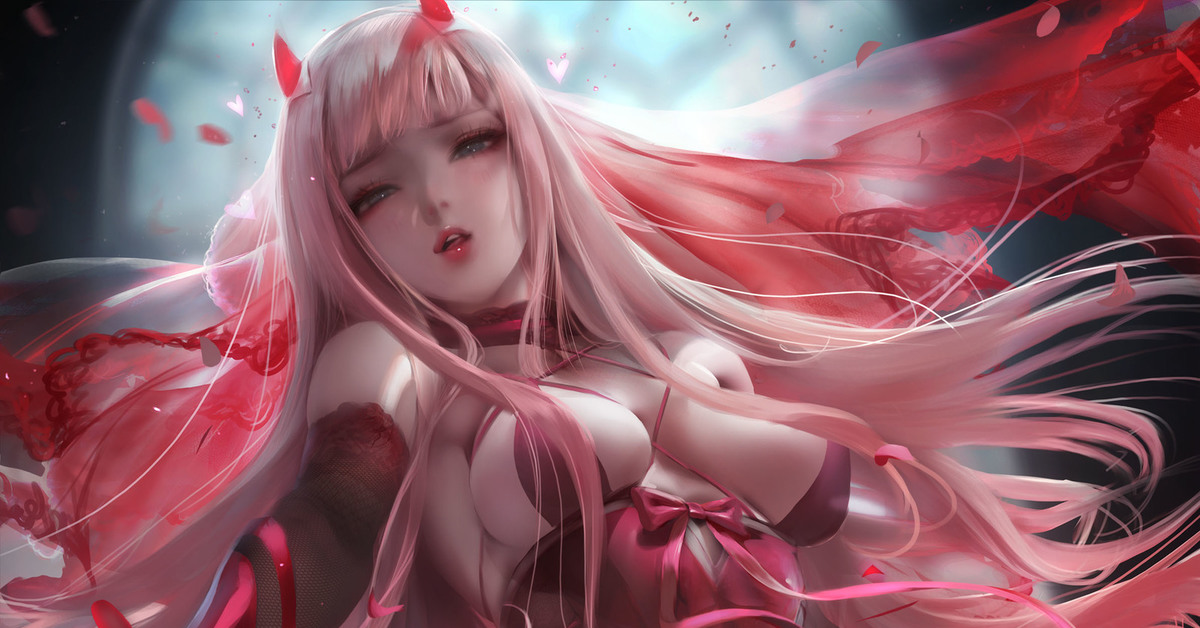 002 Bride Pinup Art, Аниме, Арт, Anime Art, Zero Two, Darling in the Franxx...