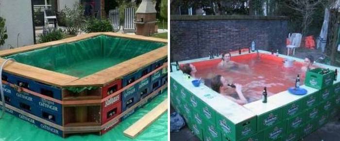 Beer crate pool - Swimming pool, Beer crates, Idea, The photo