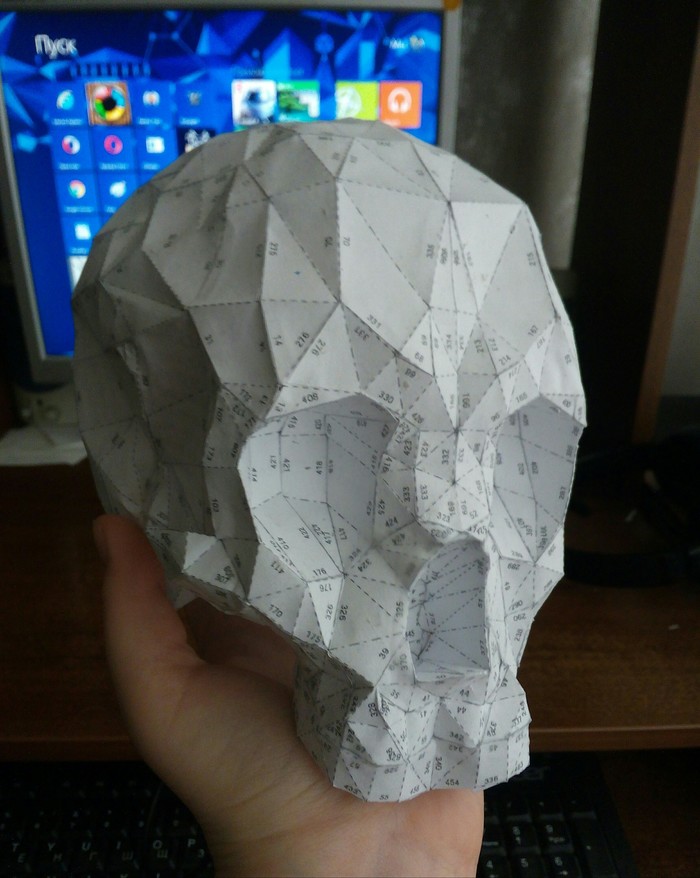 Poor Yorick - My, Papercraft, Scull, , Paper products, Longpost