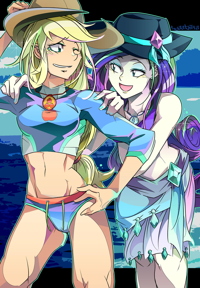 Applejack and Rarity - My Little Pony, Equestria Girls, Applejack, Rarity, Tyuubatu