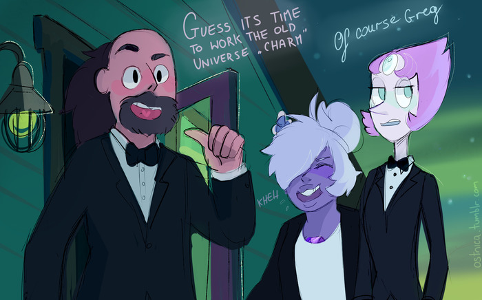 Greg Universe, Titan destroyer/breeder. - Steven universe, Greg Universe, Pearl, Amethyst, Blue Diamond, Yellow Diamond