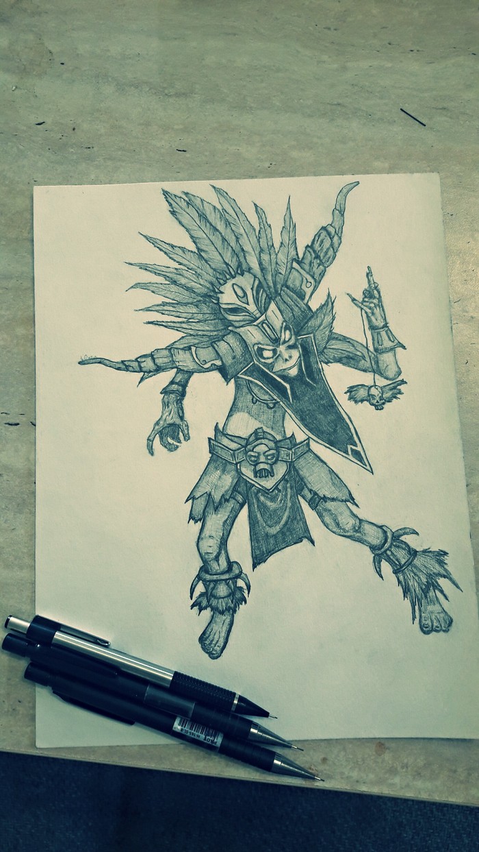 Go to the formless world! - My, Diablo iii, Pencil drawing, Creative crisis, Challenge, Drawing, Pencil, Witch Doctor, Games