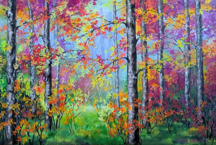 Autumn forest - My, Painting, Artist, Painting