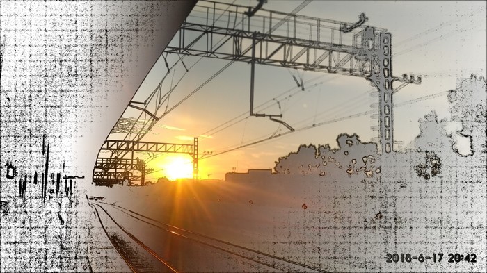 Bit of photoshop.... - My, Photoshop master, Town, The sun, Sunset, Railway, Longpost