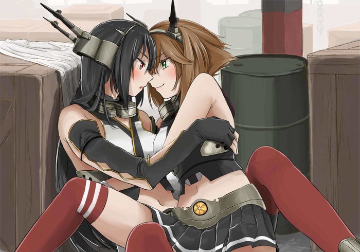 Nagato & Mutsu - NSFW, Kantai Collection, Nagato, Mutsu, Yuri, Anime Art, Аниме