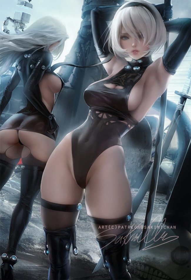 2B A2 Alt outfits! - NSFW, NIER Automata, Yorha unit No 2 type B, 2a, Игры, Красивая девушка, Gantz