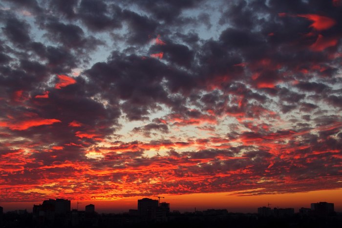 View from one window - My, Sunset, Beautiful, View, Longpost