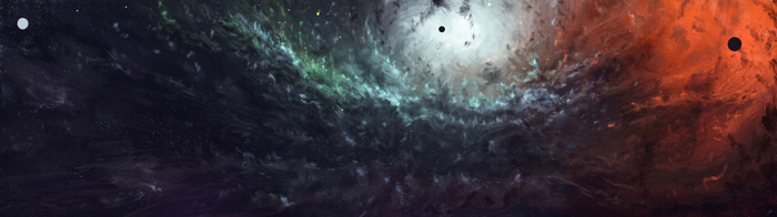 Space landscape - My, Video, , Drawing, Digital drawing, Photoshop, Process, Landscape, Space