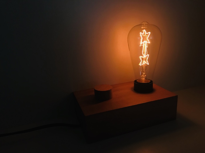 Creating an interesting night lamp - My, Лампа, Night light, With your own hands, CNC, Edison's lamp, Interior, , Loft, Longpost