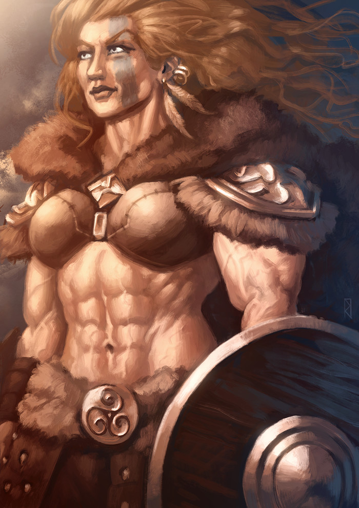 Mjoll the Lioness - Amazon, Warrior, Skyrim, , , Strong girl, Art, Janrockitnik