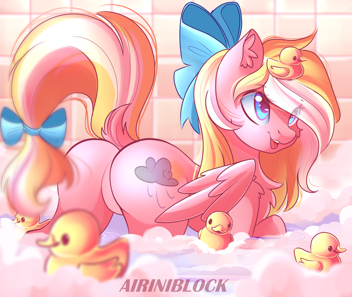 Pony bath with ducklings!