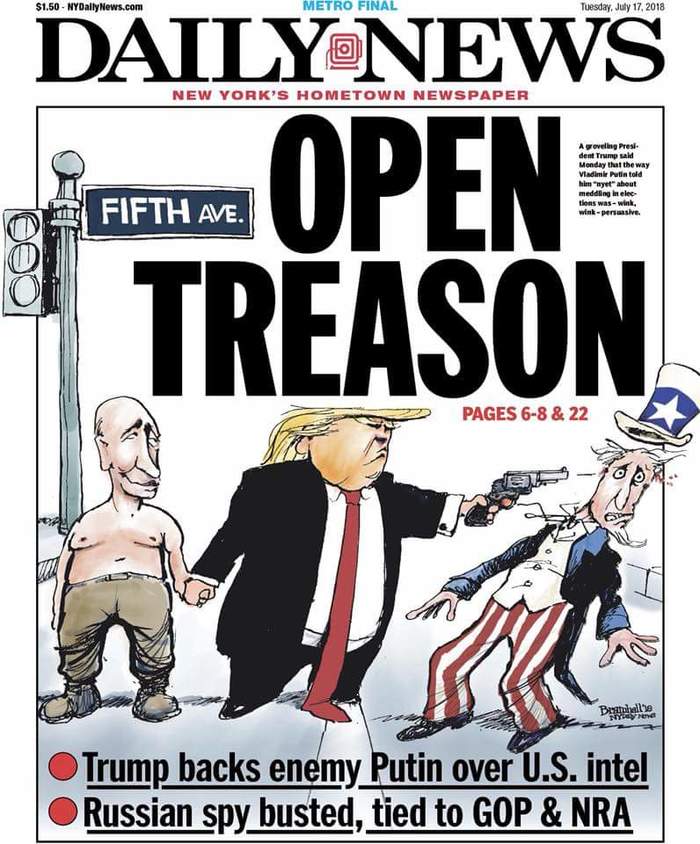 Fresh Daily News: Open treason. - Politics, Donald Trump, Vladimir Putin, , Picture with text, Russophobia, Society