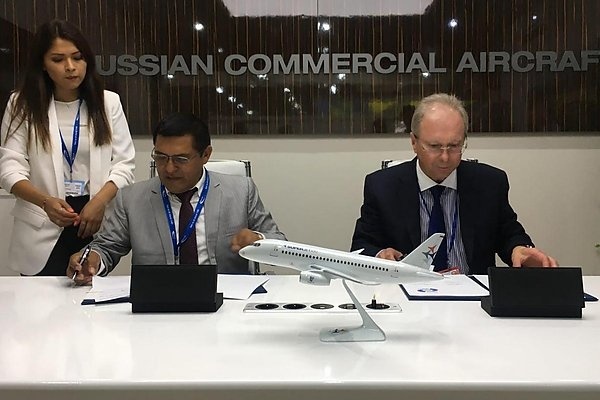 An agreement was signed on the supply to Peru of 10 SSJ-100 and 10 MS-21 - Ssj-100, Sukhoi Superjet 100, Superjet 100, MS-21, Peruvian Airlines