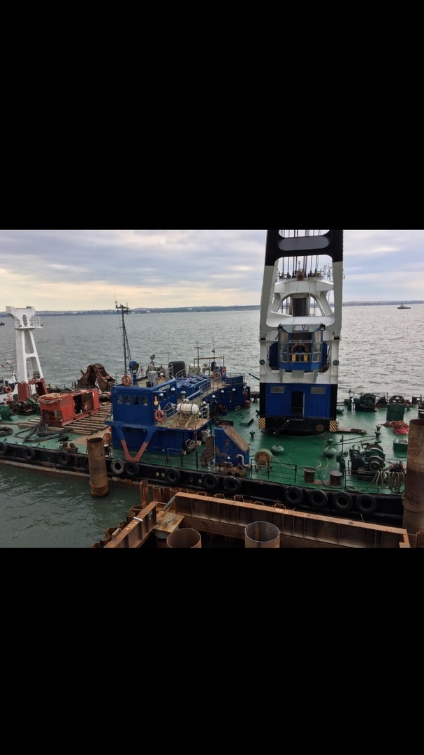 practice at sea. - My, Practice, Sea, Floating crane, Kerch Strait, Longpost