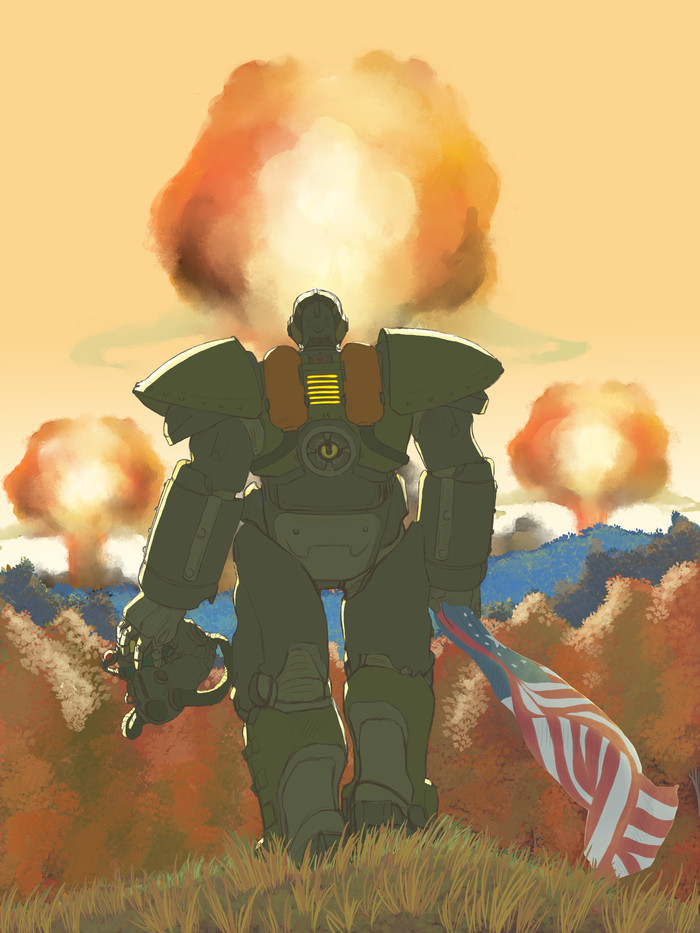 [Fallout] Moments to the end - My, Fallout, Bethesda, Art, America, Post apocalypse, Nuclear explosion, Photoshop, USA