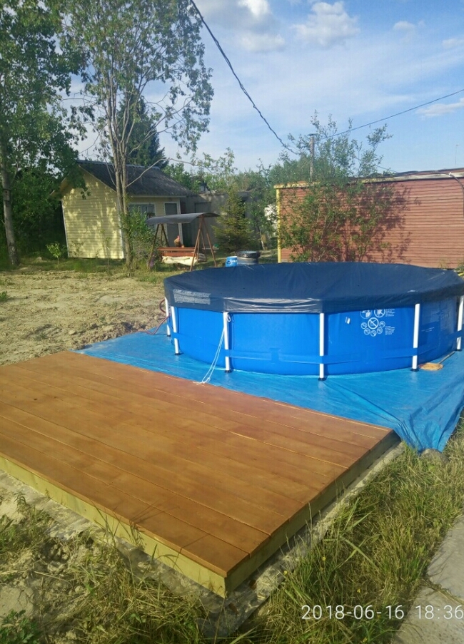 Decoration of the INTEX pool. - My, Swimming pool, Registration, Handmade, Straight arms, Longpost