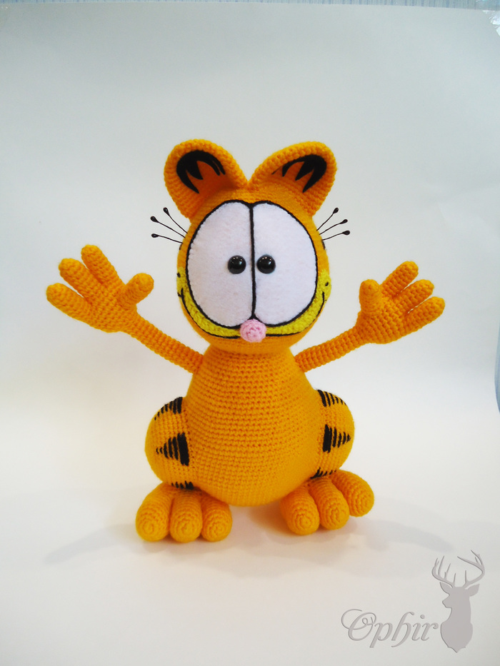 Garfield - My, Handmade, , Soft toy, Garfield, Author's toy, The photo, Longpost