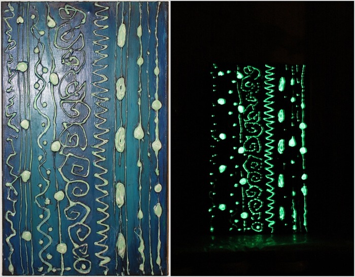 How to make a glowing panel-abstraction. We decorate the interior. - My, Longpost, , Relief, With your own hands, Presents, Decor, Fluorescence, 