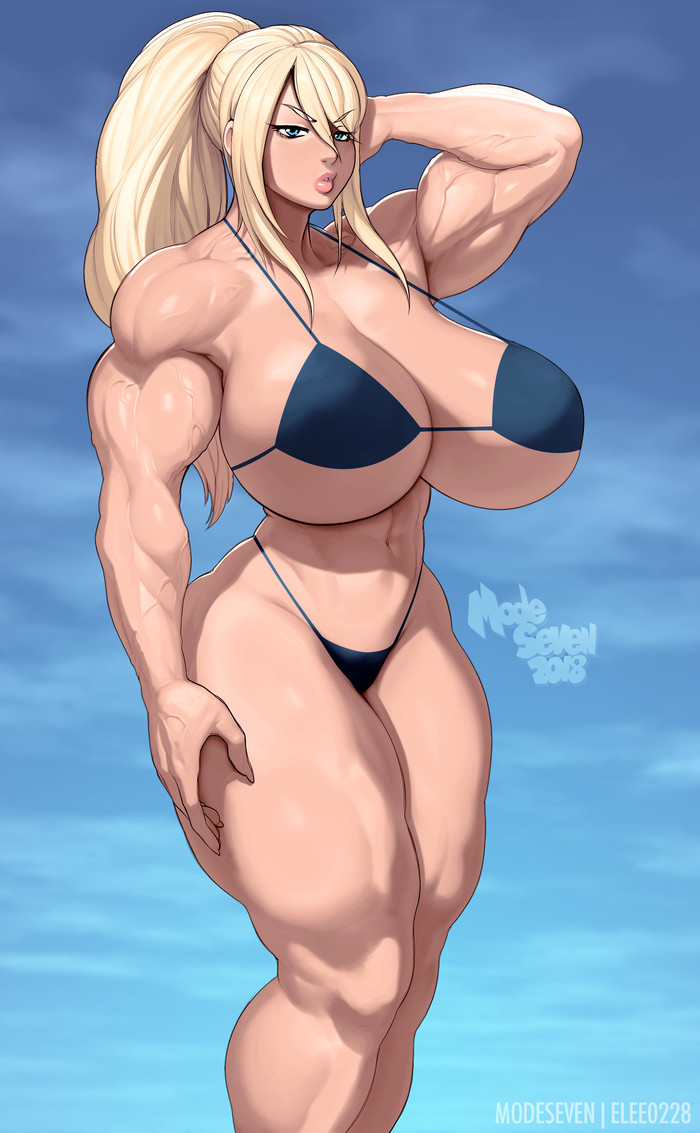 Samus Aran - NSFW, Modeseven, Арт, Крепкая девушка, Сну-Сну, Samus Aran, Metroid, Бодибилдеры, Anime Art, Длиннопост