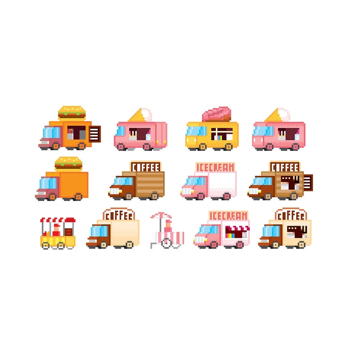 Pixel street food trucks - Pixel Art, My, Street food