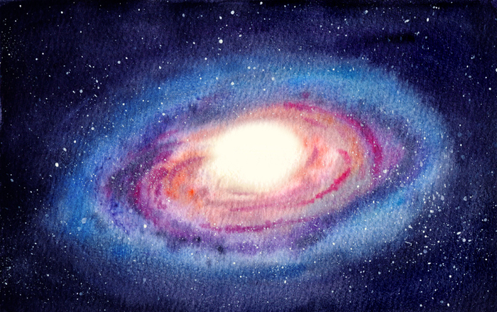 watercolor cosmos - My, Watercolor, Space, Painting, Drawing, Galaxy, Starry sky, Creation, Stars