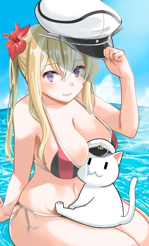 Graf Zeppelin - NSFW, Kantai collection, Graf Zeppelin, Etty, Swimsuit, Summertime, Anime art, Anime, Summer