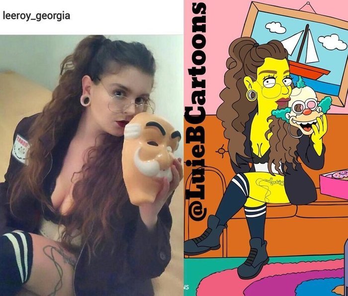 Дизайнер превращает обычных людей в героев мультсериала "Симпсоны" девушки, симпсоны, рисунок, длиннопост