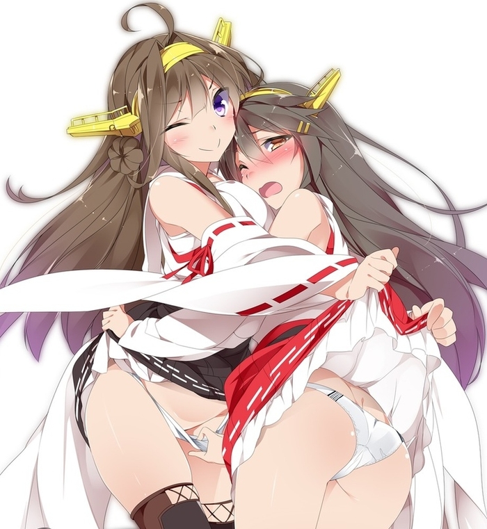 Kongou & Haruna - NSFW, Kantai collection, Kongou, Haruna, Etty, Yuri, Anime art, Anime