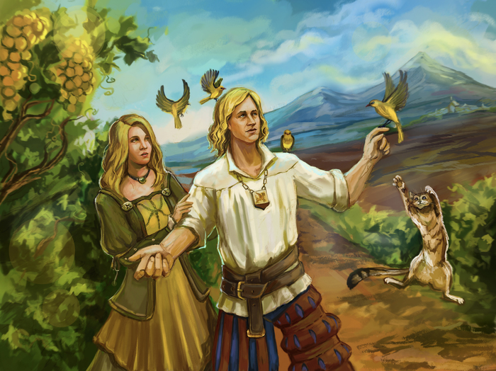 Guillaume and Vivienne - Drawing, The Witcher 3: Blood and Wine, Toussaint, cat, Vivienne de Tabris, , Witcher, My