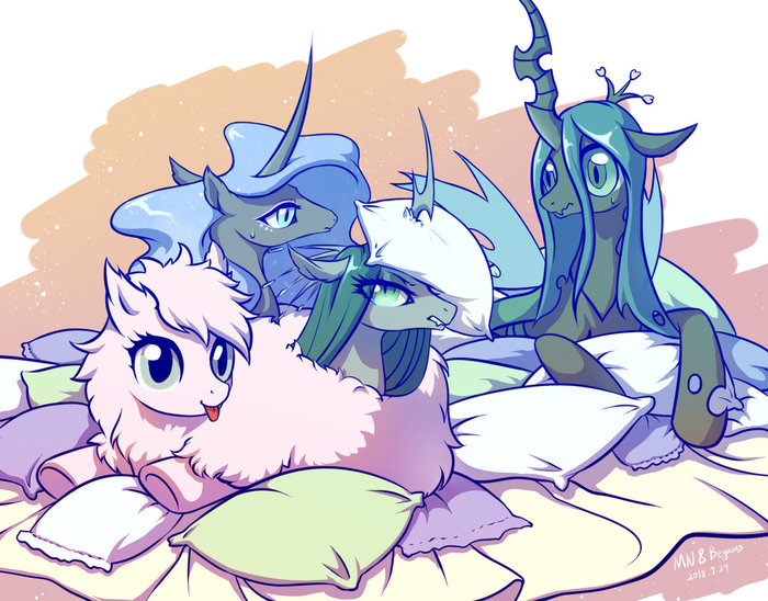 When they get to another world My Little Pony, Fluffle Puff, Nightmare Moon, Queen Chrysalis, Begasuslu