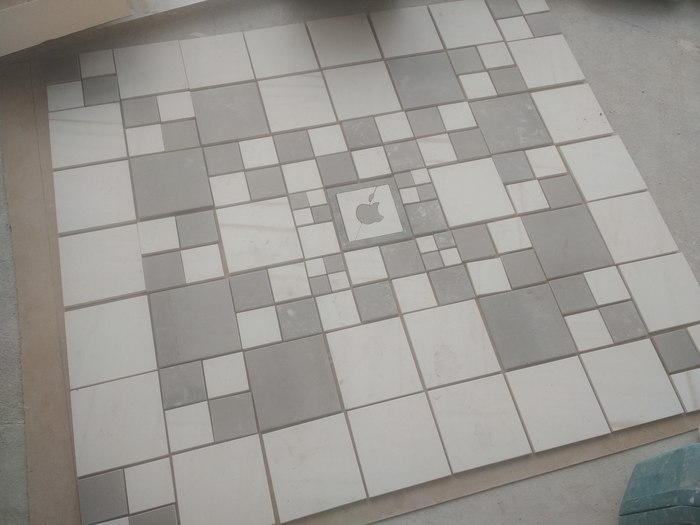 Floor from tile scraps in an outdoor shower. - My, With your own hands, Paring, Art from trash
