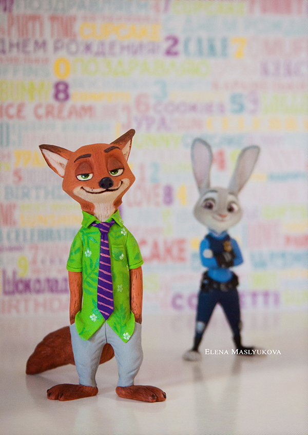 Nick Wilde and Judy Hopps from Zootopia - My, Nick wilde, Judy hopps, Figurine, Zootopia, Polymer clay, Needlework without process, Longpost, Figurines
