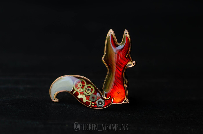Fox Adventures. Copper brooches - My, Chicken steampunk, Metal products, Handmade, Creation, Needlework, With your own hands, Handmade, Fox, Longpost