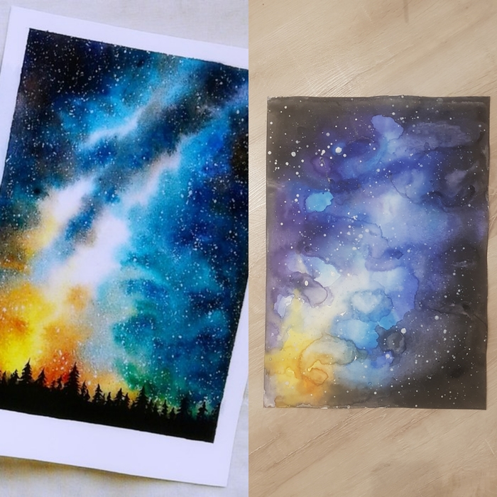 Expectation / Reality - My, Painting, Art, Expectation and reality, Starry sky, Drawing, Advice, Longpost