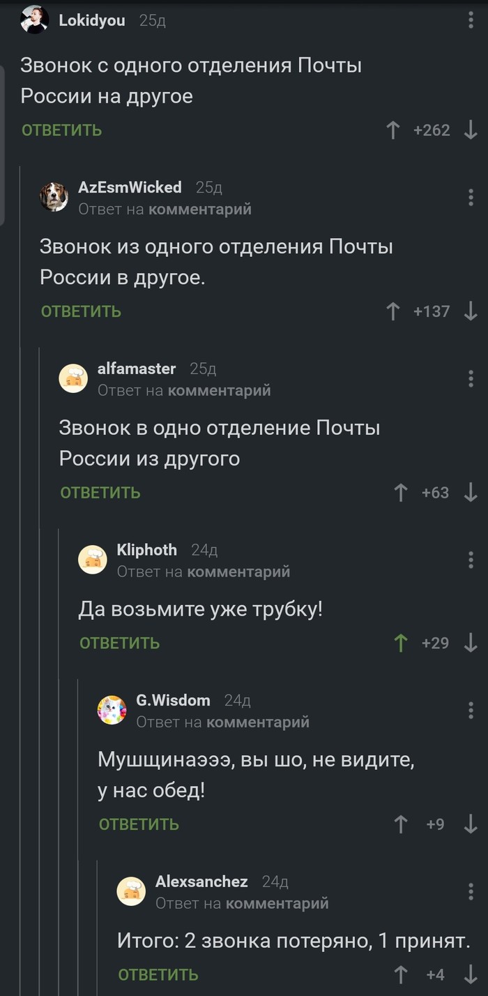 Почта России не может даже дозвониться! - Комментарии на Пикабу, Почта России, Обед, Скриншот, Граммар-Наци, Подведение итогов, Итоги