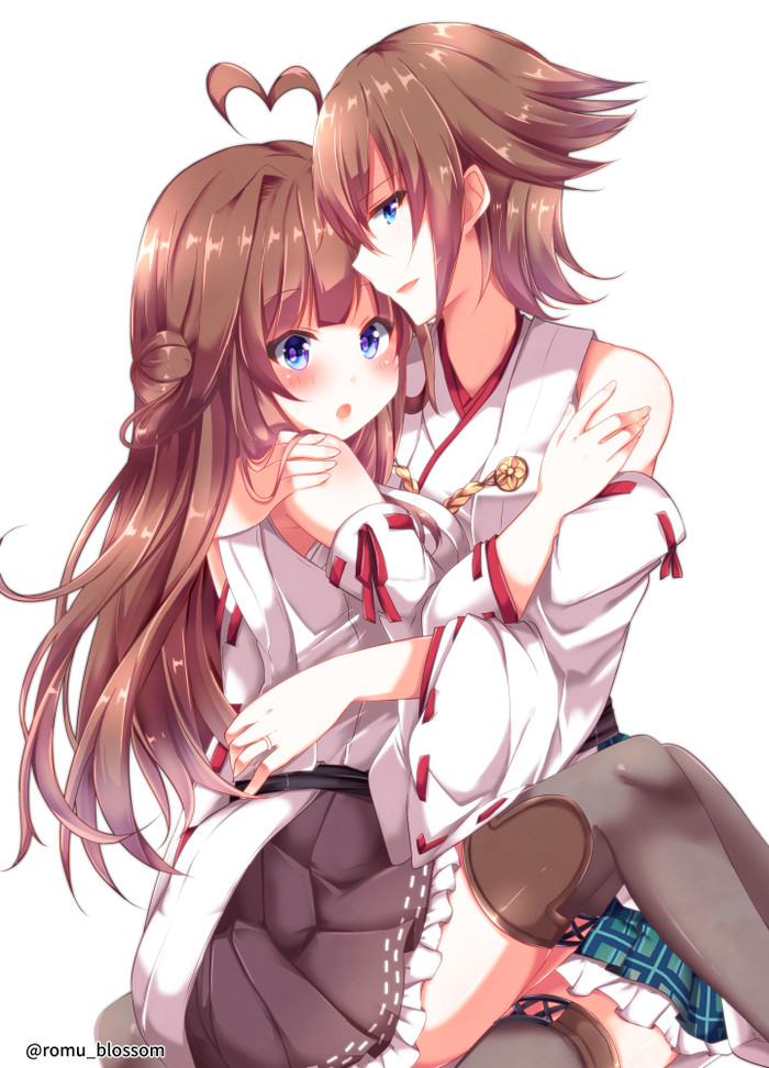 Forbidden love - Kantai collection, Kongou, Hiei, Jervis, Anime, Anime art, Yuri, Longpost